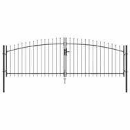 vidaXL Gartentor Doppeltor WOERDEN 400 x 199.5 cm Stahl Grau Abschlie&szlig;bar