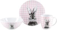 CreaTable Geschirr-Set Happy Bunny, Set 3-tlg., mit Hasenmotiv, ideal f&uuml;r Ostern