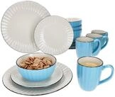 M&Auml;SER Kombiservice OSITA Hellblau Wei&szlig; 16tlg Kombiservice Steingut 4 Pers. Relief,