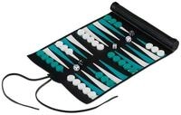relaxdays Spiel Backgammon zum Aufrollen, Strategiespiel, T&uuml;rkis