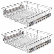 vidaXL K&uuml;chenregal Einbauschublade Korbauszug 2 Stk. Silbern 600 mm, 2-tlg.