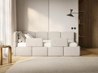 Selsey Kinderbett CLOUDY, Bettkasten, 2x Rausfallschutz, Samt wasserabweisend, 90 x