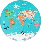 Paco Home Kinderteppich Bino 564, rund, H&ouml;he: 4 mm, Kurzflor, Motiv Weltkarte,