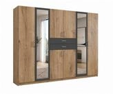 luma-home Dreht&uuml;renschrank 22596 (Kleiderschrank mit 2 Spiegeln und 2 Schubk&auml;sten)