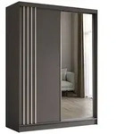 Masseno Schwebet&uuml;renschrank NELVIA 160 cm Kleiderschrank mit Spiegel 2 T&uuml;ren Grau