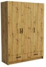 Masseno Dreh-/Schwebet&uuml;renschrank PINELLO 144 cm Kleiderschrank 3 T&uuml;ren und 2
