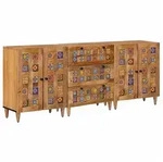 vidaXL Schranksystem Sideboard 3 Stk. 60 x 33,5 x 75 cm Massivholz Natur (3-St)