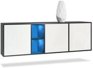 Vladon Sideboard Cuba (Kommode, mit 3 T&uuml;ren und 2 offene F&auml;cher), Schwarz