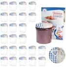 MamboCat Einmachglas 25 Sturzgl&auml;ser 350 ml Deckel Herz Holz blaukariert Einmachglas,
