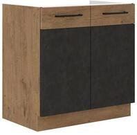 K&uuml;chen-Preisbombe Sp&uuml;lenschrank 80 cm K&uuml;che Vigo Matera Grau + Eiche Lancelot