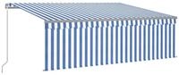 vidaXL Markise Markise Manuell Einziehbar mit Rollo 4,5x3 m Blau und Wei&szlig; (1-St)