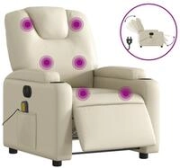 vidaXL Massagesessel, Relaxsessel Elektrisch Creme Kunstleder
