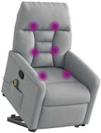 vidaXL Sessel Massagesessel mit Aufstehhilfe Hellgrau Stoff (1-St)