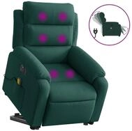 vidaXL Massagesessel, Relaxsessel mit Aufstehhilfe Elektrisch Dunkelgr&uuml;n Samt
