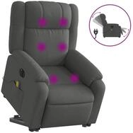 vidaXL Massagesessel, Elektrischer Massagesessel mit Aufstehhilfe Dunkelgrau Stoff