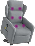 vidaXL Sessel Massagesessel mit Aufstehhilfe Hellgrau Stoff (1-St)