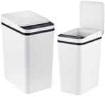 relaxdays M&uuml;lleimer 9L & 15L mit Sensor 2er Set, Wei&szlig;-Wei&szlig;