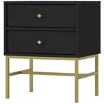 Masseno Nachttisch TORINO 51,8 cm Nachtschrank mit 2 Schubladen Graphitfarben grau