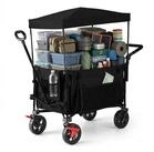 relaxdays Bollerwagen Faltbarer Bollerwagen mit Dach, schwarz