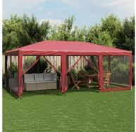 vidaXL Angelzelt, Partyzelt mit 10 Mesh-Seitenteilen Rot 6x4 m HDPE