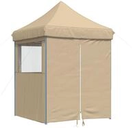 vidaXL Partyzelt Partyzelt Faltbar Pop-Up mit 4 Seitenteilen Beige