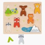 goki Konturenpuzzle Einlegepuzzle Waldtiere, 9 Puzzleteile, extra dicken Teile,