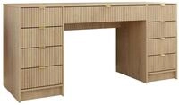 MIRJAN24 Schreibtisch Tireno Bis (mit neun Schubladen), 154x55x76 cm, Goldfarben