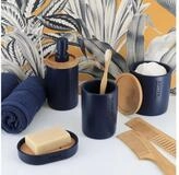 TENDANCE Badaccessoire-Set 5 teilig Zahnputzbecher Seifenspender Seifenschale WC