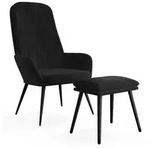 vidaXL Relaxsessel, Sessel mit Hocker Schwarz Samt