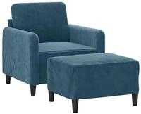 vidaXL Sofa Sessel mit Hocker Blau 60 cm Samt, 1 Teile