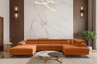 Fun M&ouml;bel Wohnlandschaft CARMELO Sofa mit Schlaffunktion und Ottomane Stoff Nova,