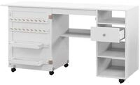 COSTWAY Schreibtisch, 2 in 1 N&auml;hschrank klappbar, mit Ablage, auf Rollen