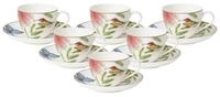 Villeroy & Boch Tasse Amazonia Kaffeetassen mit Untertassen 150 ml, 6-tlg., Porzellan