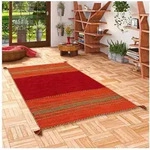 Pergamon Wollteppich Natur Teppich Kelim Navarro, Rechteckig, H&ouml;he: 8 mm rot 170 cm