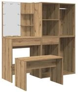 vidaXL Schlafzimmer-Set Schminktisch-Set mit LED-Leuchten Artisan-Eiche Holzwerkstoff