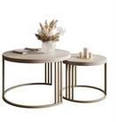 Lookway Couchtisch LORI 2in1 MATT, runder Couchtisch mit kaschmirfarbenem Gestell