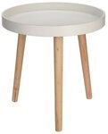 Spetebo Beistelltisch Holz Beistelltisch &Oslash; 39 cm - wei&szlig; (St&uuml;ck, 1-St., Schwarzer