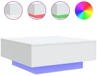 vidaXL Ablagetisch, Couchtisch mit LED-Leuchten Wei&szlig; 80x80x31 cm