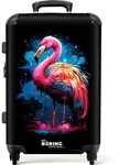 NoBoringSuitcases.com&copy; Hartschalen-Trolley mit leuchtende R&auml;der - Farbiger Flamingo
