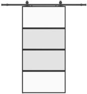 vidaXL Schiebet&uuml;r, Schiebet&uuml;r mit Beschlag Schwarz 102,5x205 cm Hartglas