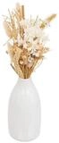 Kunstpflanze Getrocknete Blumen in einer wei&szlig;en Vase, 25 cm Zimmerpflanze,