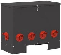 vidaXL Futterspender H&uuml;hnerf&uuml;tterer Schwarz 60,5 x 29 x 51 cm Kaltgewalzter Stahl