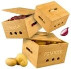relaxdays Kartoffelkiste Bambus Aufbewahrungsboxen f&uuml;r K&uuml;che