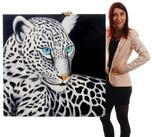 MCW &Ouml;lgem&auml;lde Wandbild Wei?er Leopard, Wei&szlig;er Leopard, Hohe Qualit&auml;t, Jedes Bild