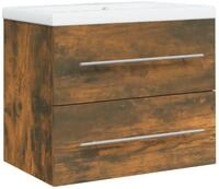 vidaXL Waschbeckenunterschrank Waschbeckenschrank mit Einbaubecken R&auml;uchereiche