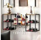 DanDiBo Weinregal Wand Metall Holz 96604 Flaschenregal mit Glashalter Wandmontage,