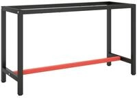 vidaXL Tischbein Werkbankgestell Mattschwarz und Mattrot 140x50x79 cm Metall