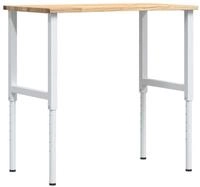 vidaXL Werkbank Werkbank 100x60x(71,5-98) cm Massivholz Eiche, (1-tlg)