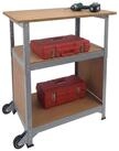 relaxdays Werkbank mit Rollen & Lochwand, silber