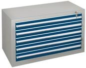 Schulte H&auml;ngeregisterschrank Schubladenblock 36284 60cm 5 Sch&uuml;be lichtgrau/blau